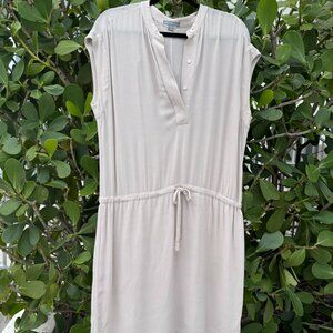 James Pearse Lightweight Drawstring Dress, Khaki cocktails/lunch Size 4 (Lg)
